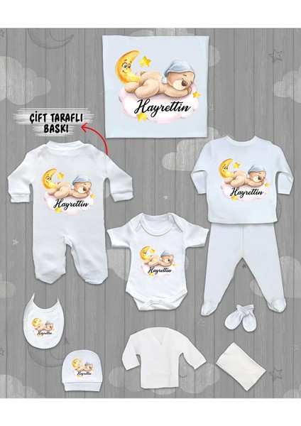 Isme Özel 10'lu Pamuklu Erkek Bebek Hastane Çıkışı SETI_MT_102-10