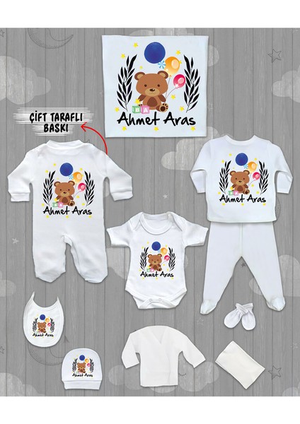 Isme Özel 10'lu Pamuklu Erkek Bebek Hastane Çıkışı SETI_MT_212-10