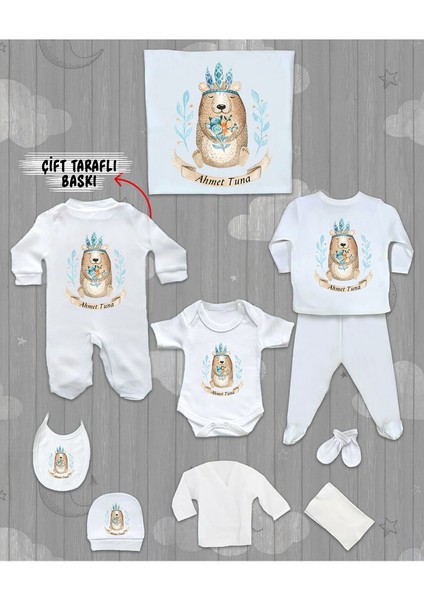 Isme Özel 10'lu Pamuklu Erkek Bebek Hastane Çıkışı SETI_MT_224-10