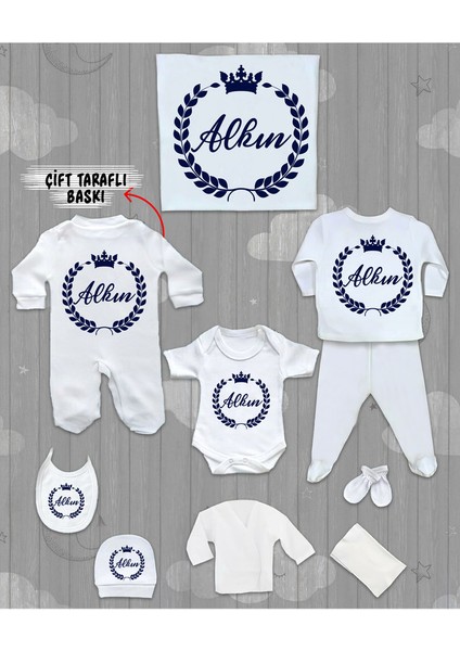 Isme Özel 10'lu Pamuklu Erkek Bebek Hastane Çıkışı SETI_MT_233-10