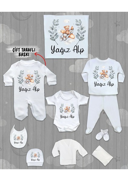 Isme Özel 10'lu Pamuklu Erkek Bebek Hastane Çıkışı SETI_MT_240-10