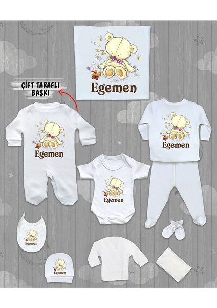 Isme Özel 10'lu Pamuklu Erkek Bebek Hastane Çıkışı SETI_MT_243-10