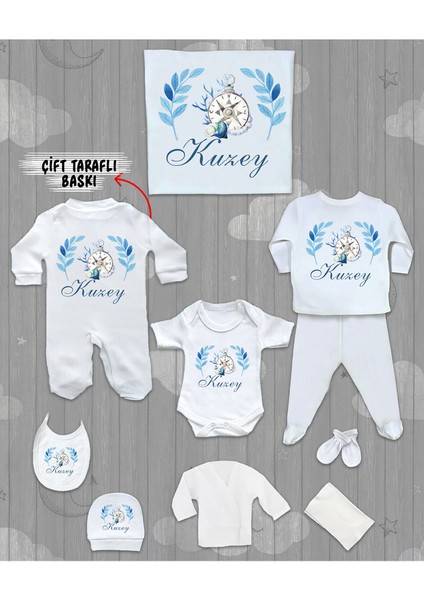 Isme Özel 10'lu Pamuklu Erkek Bebek Hastane Çıkışı SETI_MT_249-10