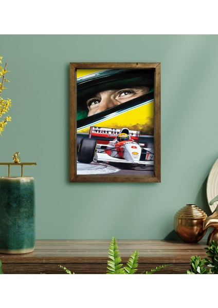 Gift F1 Ayrton Senna Tasarımlı Doğal Masif Ahşap Çerçeveli Tablo 45X65CM-1 fiyatları