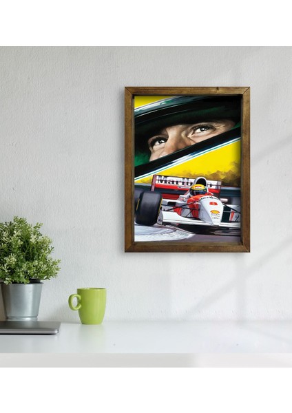 Gift F1 Ayrton Senna Tasarımlı Doğal Masif Ahşap Çerçeveli Tablo 45X65CM-1 modelleri