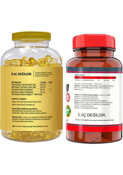 Omega 3 Balık Yağı 180 Softgel Nevfix Vitamin C Quercetin Bromelain 120 Tablet