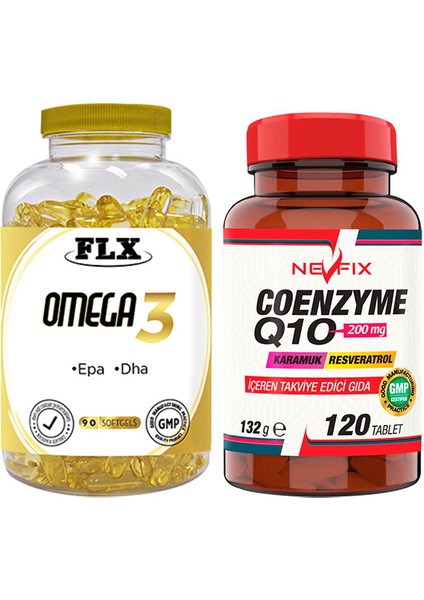 Omega 3 Balık Yağı 90 Softgel Nevfix Koenzim Resveratrol Q10 Karamuk 120 Tablet