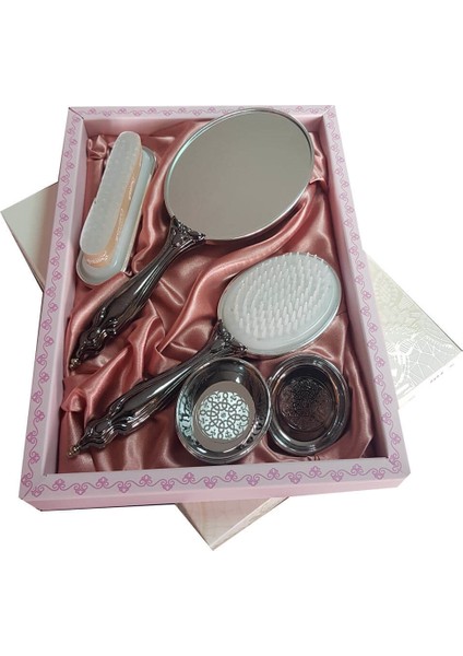 Saraylı Silver Inci Buketi Ayna Fırça Takımı 101