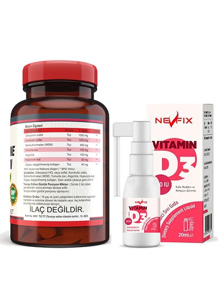 Glucosamine Chondroitin Msm 120 Tablet & Nevfix Vitamin D3 400 Iu 20 ml Sprey