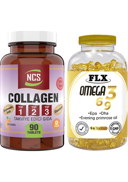 Kollajen Tip 1-2-3 90 Tablet & Flx Omega 3-6-9 90 Tablet