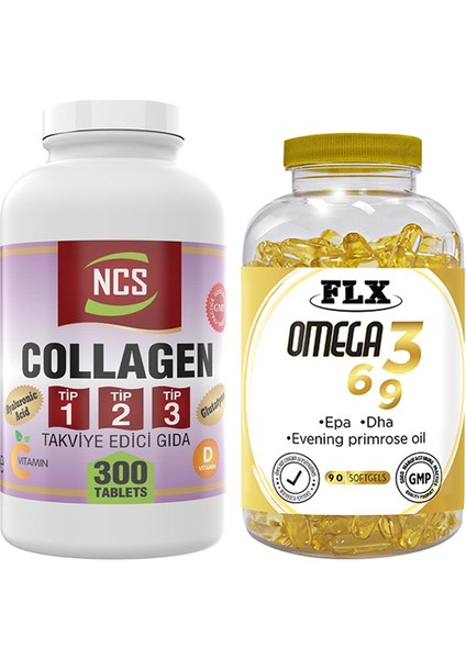 Kollajen Tip 1-2-3 300 Tablet & Flx Omega 3-6-9 90 Tablet