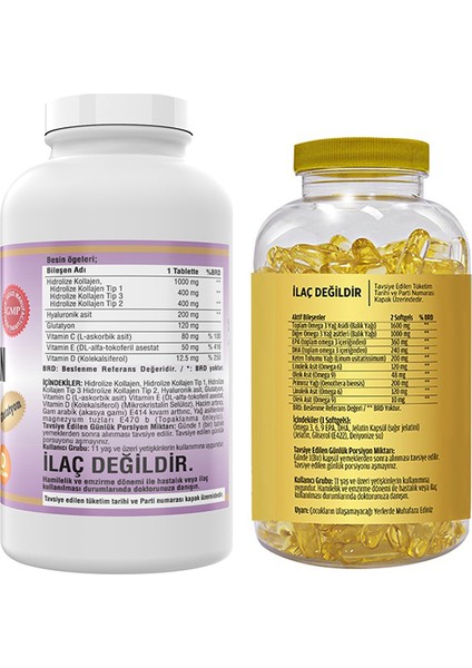 Kollajen Tip 1-2-3 300 Tablet & Flx Omega 3-6-9 90 Tablet