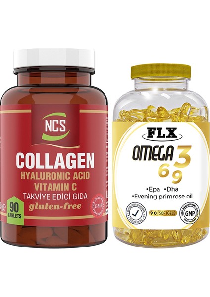 Collagen 1000 Mg 90 Tablet & Flx Omega 3-6-9 90 Tablet