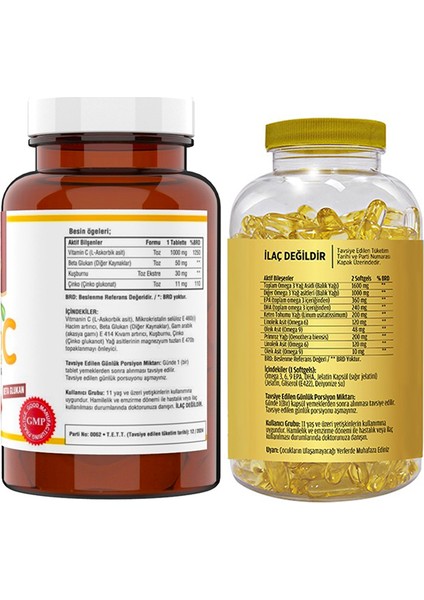 C Vitamini Beta Glucan 120 Tablet & Flx Omega 3-6-9 90 Tablet