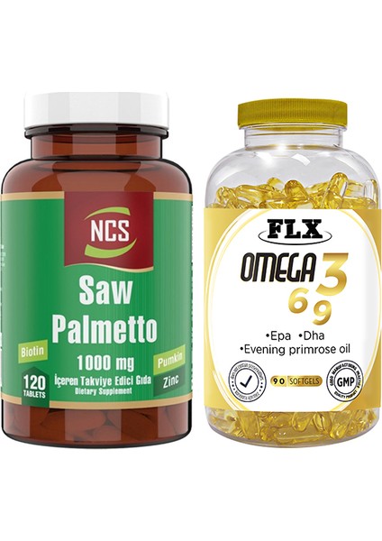 Saw Palmetto 120 Tablet & Flx Omega 3-6-9 90 Tablet