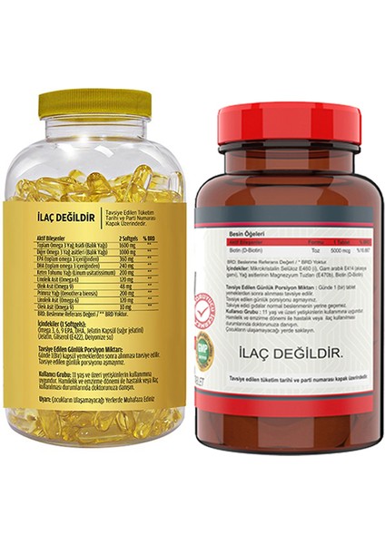Omega 3-6-9 Balık Yağı 180 Softgel & Nevfix Biotin 5000 Mcg 120 Tablet