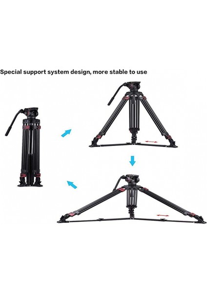 MTT609A Hidrolik Kafalı Profesyonel Alüminyum Video Tripod fırsatları