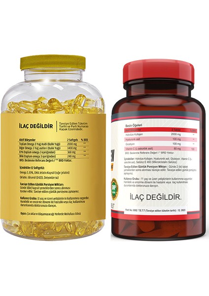 Flx Omega 3 Balık Yağı 180 Softgel Nevfix Collagen Glutation Hyaluronic Acid Vitamin C 120 Tablet