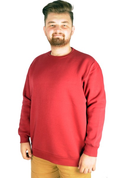 Erkek Sweatshirt Bisiklet Yaka Basic 20131 Bordo