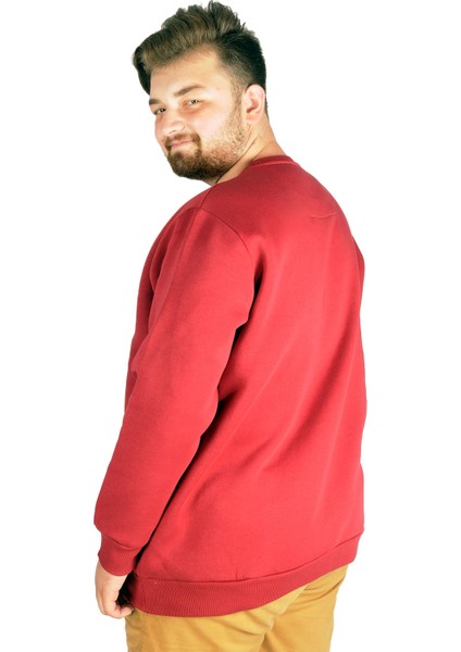 Erkek Sweatshirt Bisiklet Yaka Basic 20131 Bordo modelleri