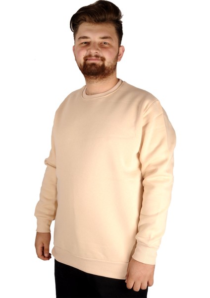 Erkek Sweatshirt Bisiklet Yaka Basic 20131 Bej