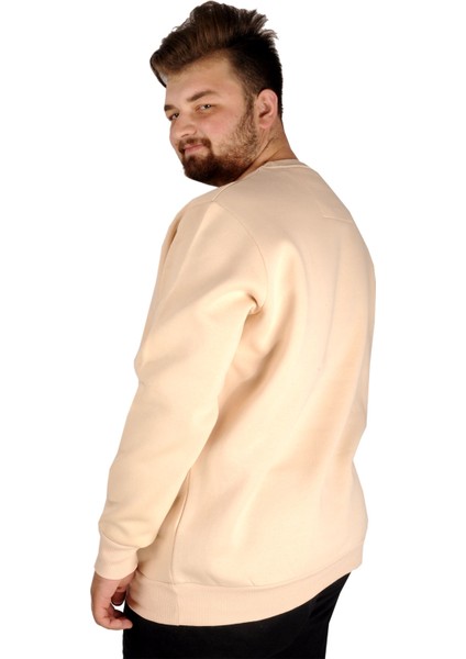 Erkek Sweatshirt Bisiklet Yaka Basic 20131 Bej