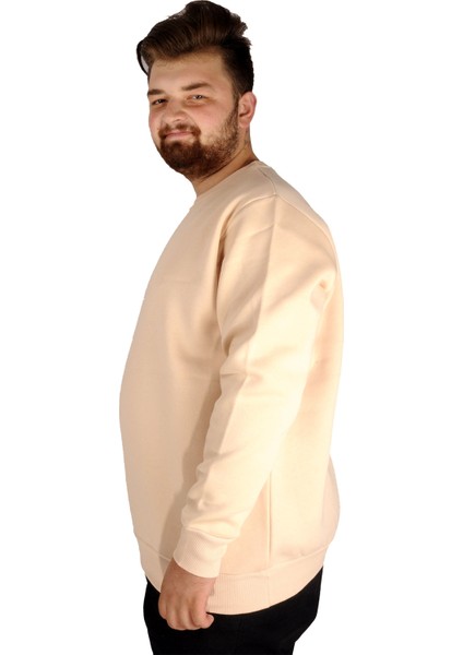 Erkek Sweatshirt Bisiklet Yaka Basic 20131 Bej