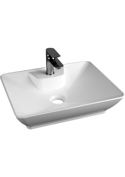 Bath Q-Smooth Line Beyaz Batarya Delikli Lavabo 40 x 52 cm