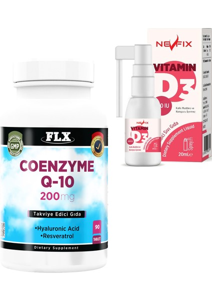 Vitamin D3 400 Iu 20 ml Flx Coenzyme Q-10 200 Mg 90 Tablet