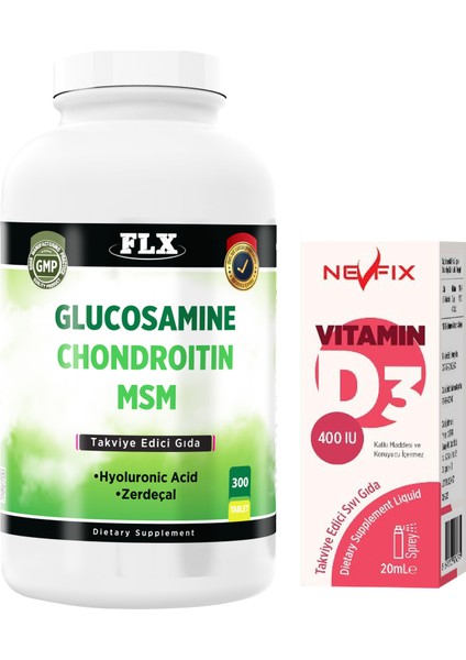 Glukozamine Kondroitin Msm Hyaluronic Acidl 300 Tablet + Nevfix 400 Iu Sprey 20 ml