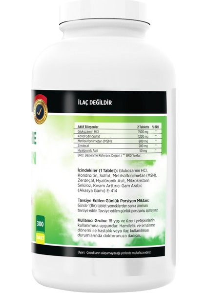 Glukozamine Kondroitin Msm Hyaluronic Acidl 300 Tablet + Nevfix 400 Iu Sprey 20 ml fiyatları