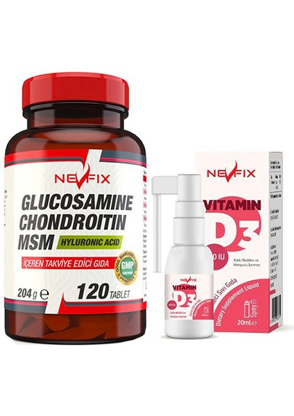 Glucosamine Chondroitin Msm 120 Tablet + Nevfix Vitamin D3 Sıvı 20 ml