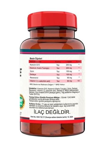 Coenzyme Q10 200 Mg Koenzim Resveratrol Q10 Karamuk 120 + Nevfix Vitamin D3 400 Iu 20 ml Sprey