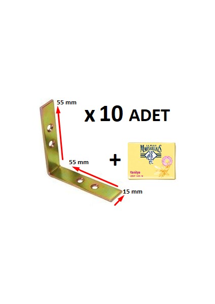 Mobilya Bağlantı Elemanı ( Köşe Gönye ) 15X55X55 - 10 Adet + Le Petıt Marseılıals El ve Vücut Bakım Sabunu 1 Adet