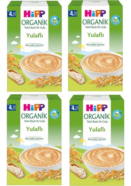 Organik Yulaflı Tahil Bazlı 4+ Ay Kaşık Maması 200 gr 4 Adet