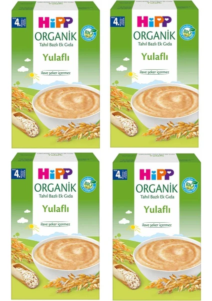 Organik Yulaflı Tahil Bazlı 4+ Ay Kaşık Maması 200 gr 4 Adet