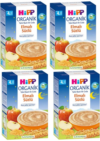 Organik Iyi Geceler Elmalı Sütlü 4+ Ay Kaşık Maması 250 gr 4 Adet