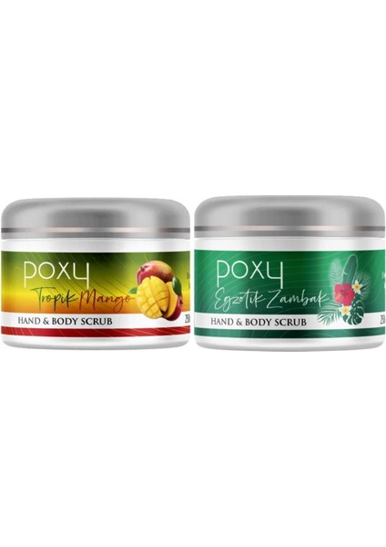 Egzotik Zambak Scrub (Ölü Deri Yenileyici) 250 ml & Tropik Mango Scrub (Tüm Vücut Için Yoğun Nem) 250 ml