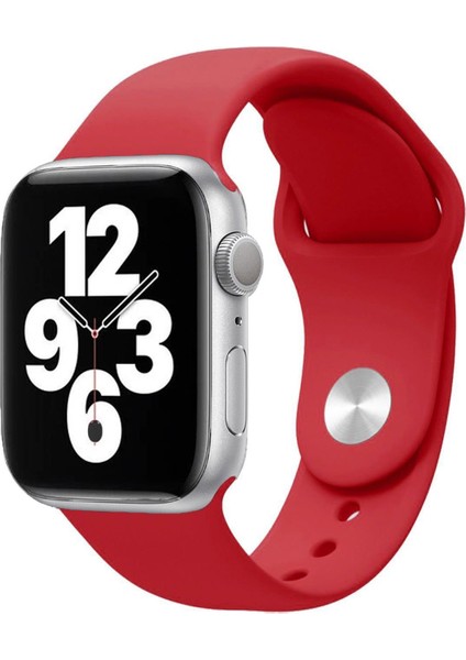 Apple Watch Series SE/10/9/8/7/6/5/4/3 Uyumlu 42mm-41mm-40mm-38mm M/L Silikon Kordon Koyu Kırmızı