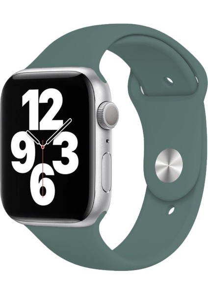 Apple Watch Series SE/10/9/8/7/6/5/4/3 Uyumlu 42mm-41mm-40mm-38mm M/L Silikon Kordon Haki Yeşili