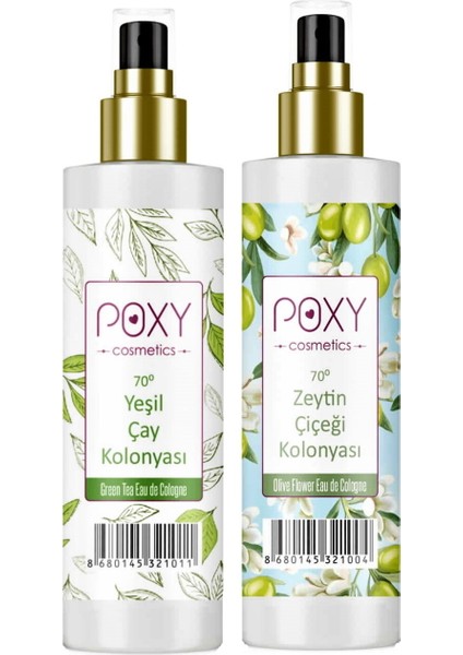 Yeşil Çay Kolonyası 70° 100 ml & Zeytin Çiçeği Kolonyası 70° 100 ml