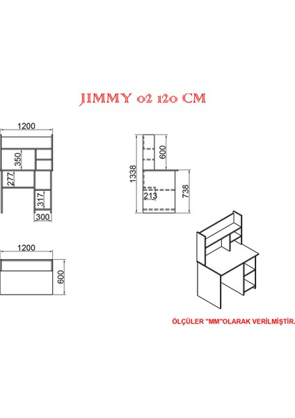 Kalender Dekor Jimmy 120 cm Çalışma Masası