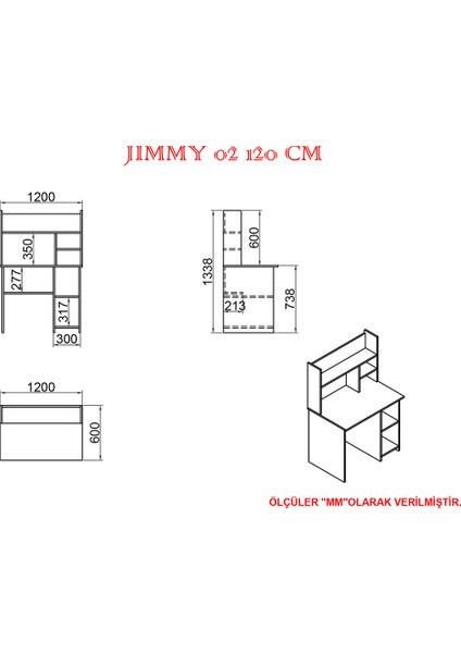 Jimmy 120 cm Çalışma Masası