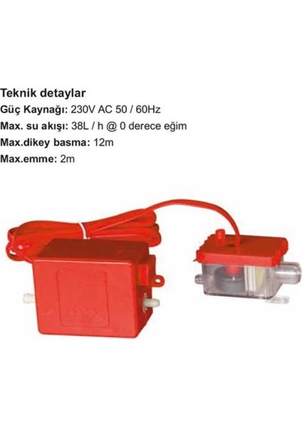Romaxi Süper Silent Klima Drenaj Pompası (Su Akışı 38L/H Dikey Basma 12 mt )