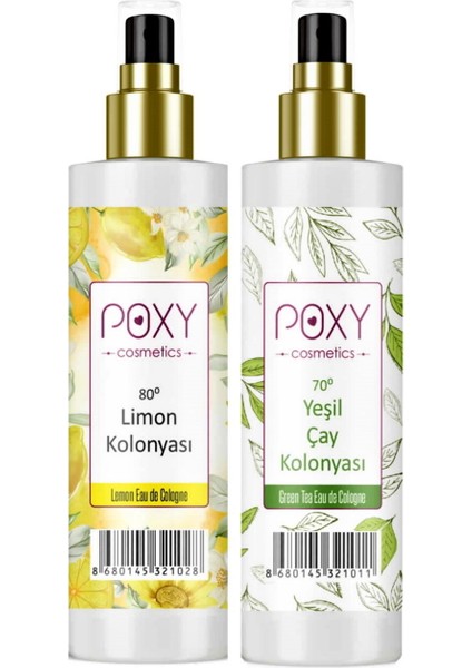 Limon Kolonyası 80° 100 ml & Yeşil Çay Kolonyası 70° 100 ml