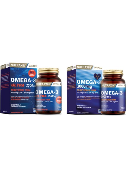 2'li Balık Yağı Set - Omega-3 Ultra 2500 Mg 30 Yumuşak Kapsül + Omega-3 2000 Mg 60 Yumuşak Kapsül