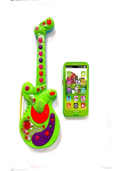 Berat Toys Iki Ürün Bir Arada Türçe Müzikli Gitar ve Dokunmatik Türkçe Müzikli Ilk Telefonum