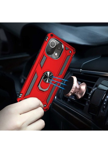 Xiaomi Mi 11 Lite Yüzüklü Standlı Vega Kılıf