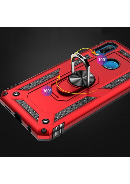 Huawei P20 Lite Yüzüklü Standlı Vega Kılıf + Nano Ekran Koruyucu