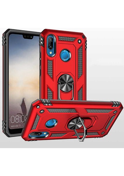 Huawei P20 Lite Yüzüklü Standlı Vega Kılıf + Nano Ekran Koruyucu
